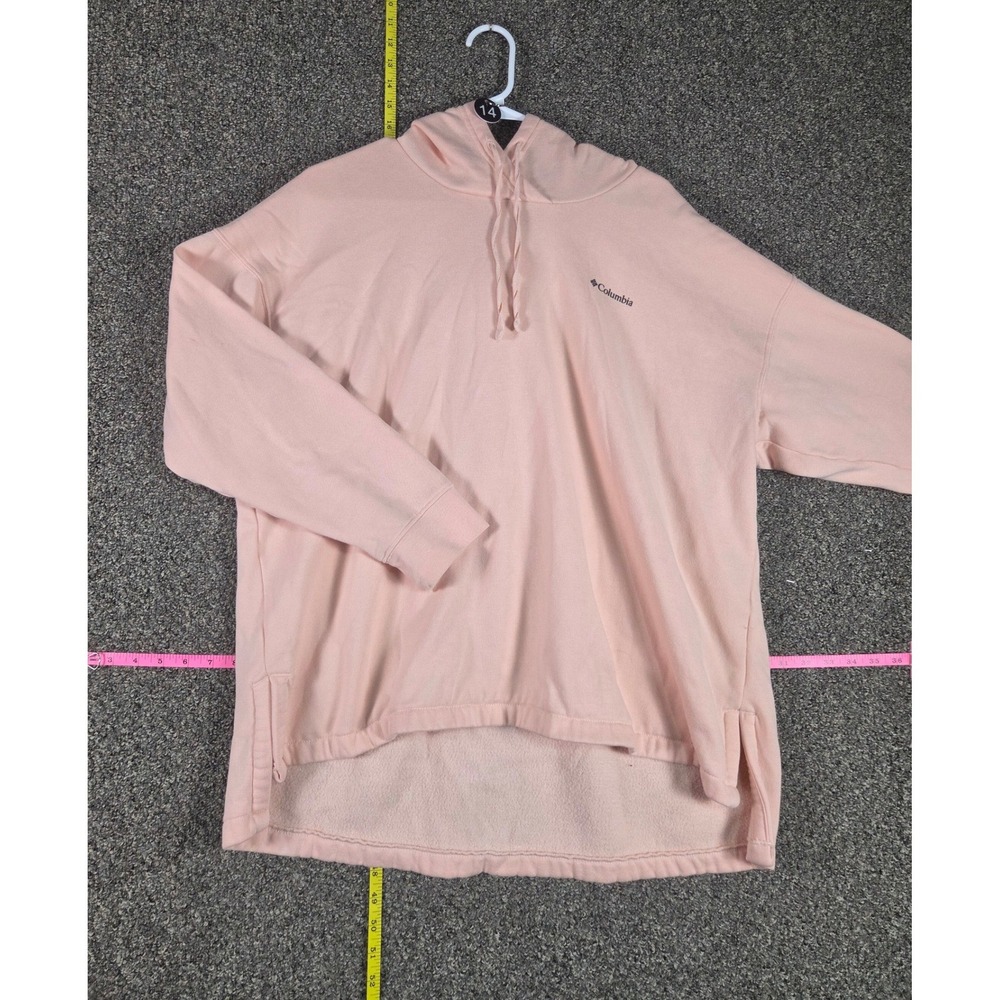 Columbia Hoodie Womens 2X Pink Oversized Fleece High Low Hem Sweatshirt